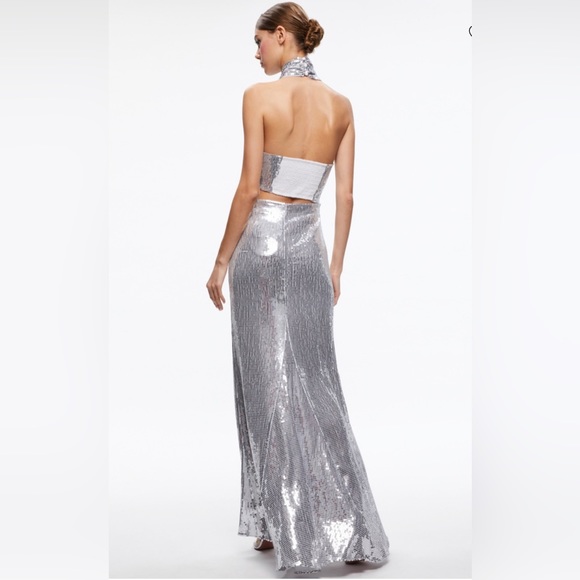 Alice + Olivia May Halter Neck Sequin Gown - Picture 4 of 12